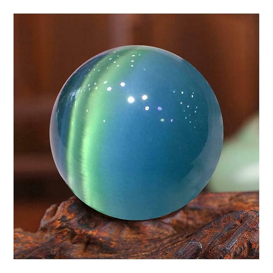 最高品質　ブルーアパタイト　キャッツアイ　スフィア 天然アパタイト 3.18ct 【ブルーキャッツアイ】 ブラジル